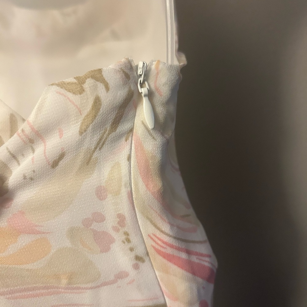 Virgo & Aster dress - white with light pink/beige print open back maxi NWT - Picture 10 of 14
